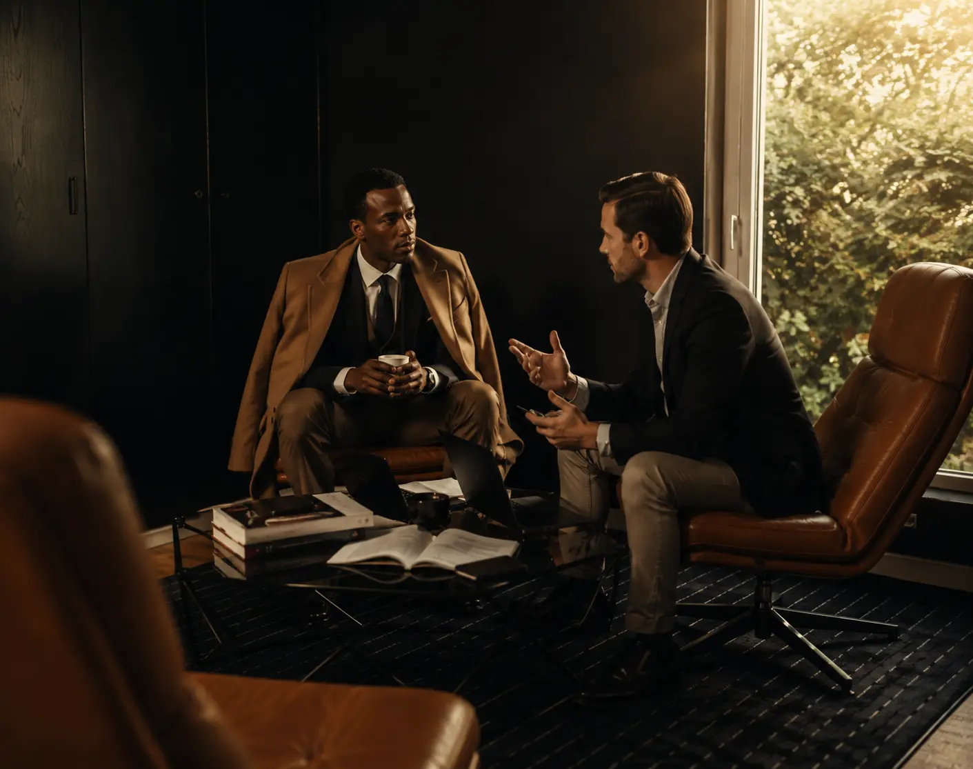 Échange entre entrepreneurs dans le lounge de The Address